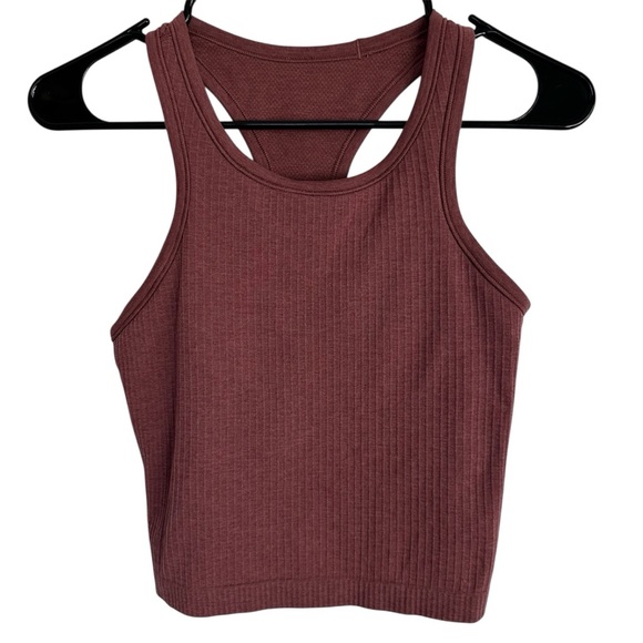 Lululemon Ebb to Street Ribbed Cropped Racerback Tank Top Smoky Red Size 6 - Picture 3 of 12